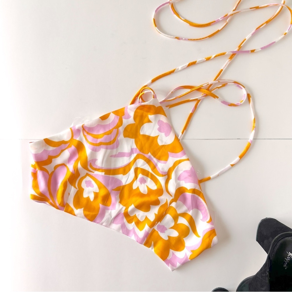 3/$20 Lumiere pink and orange 70s inspired halter